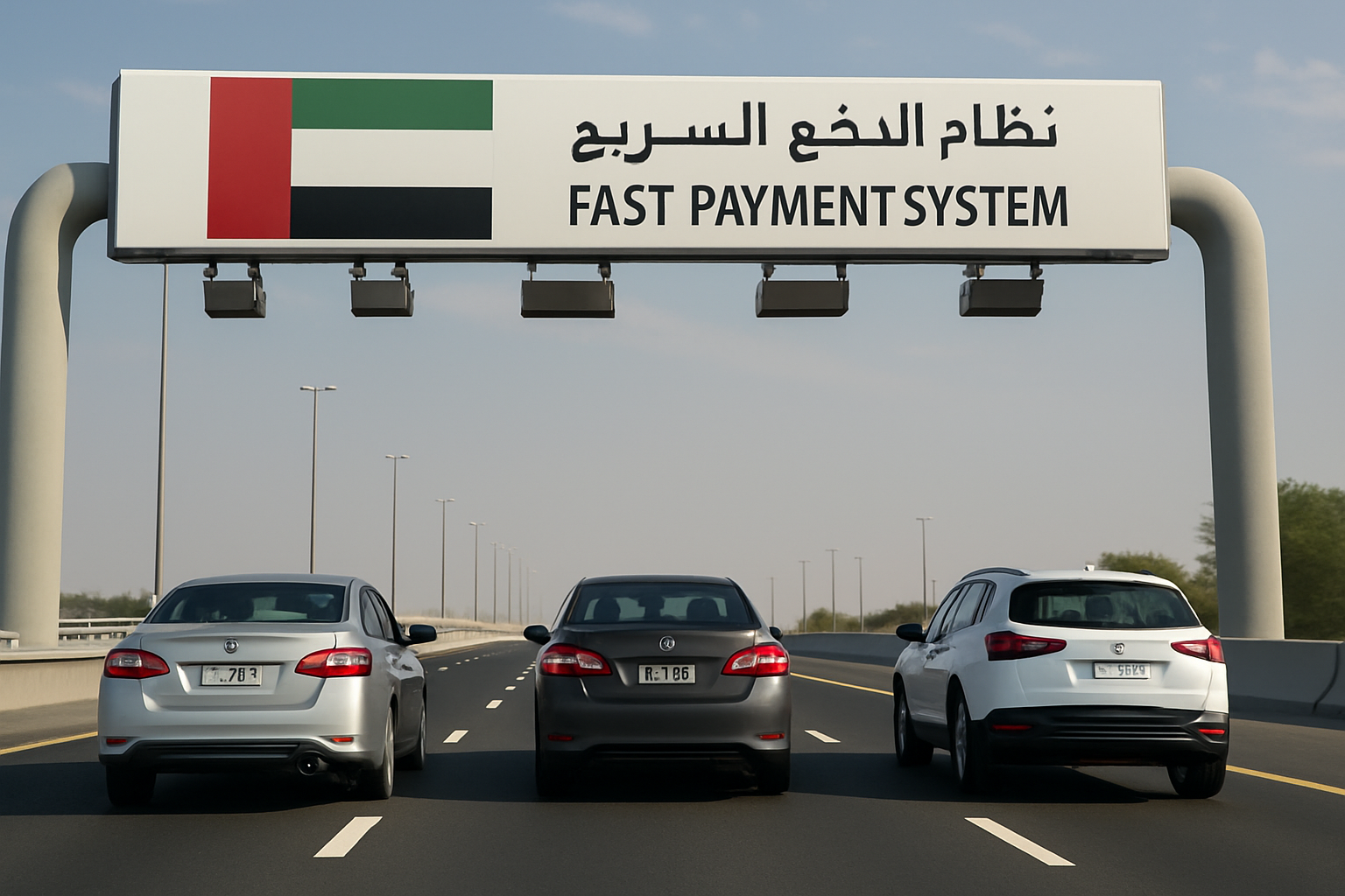 Motorists using fast payment systems on a UAE paid road