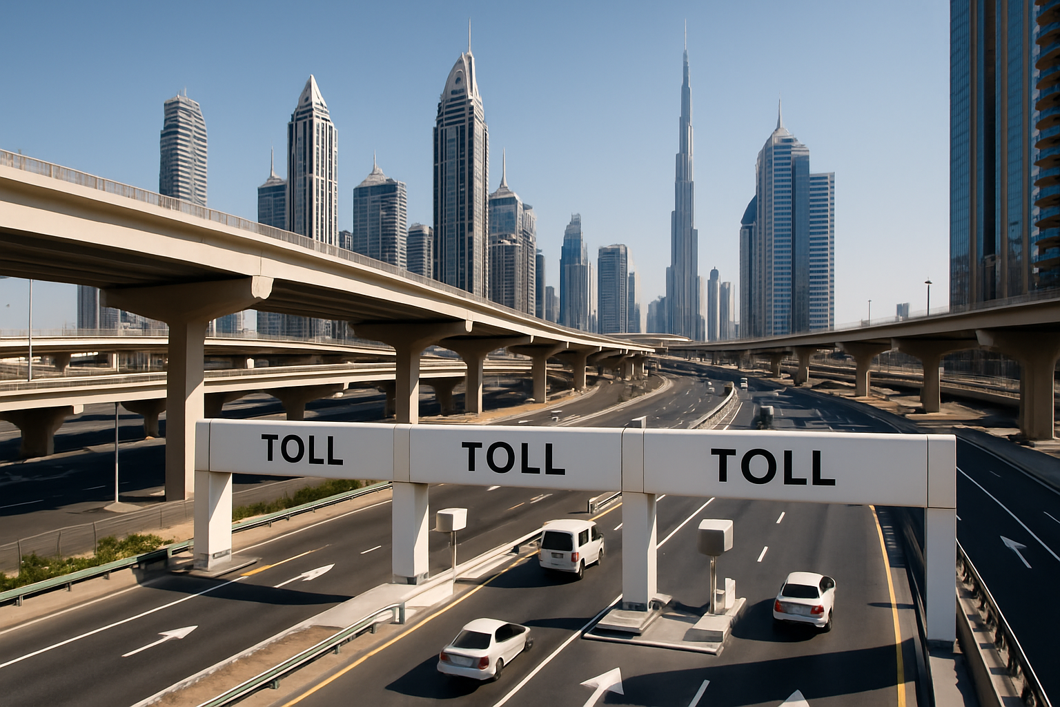 Modern toll road infrastructure in Dubai
